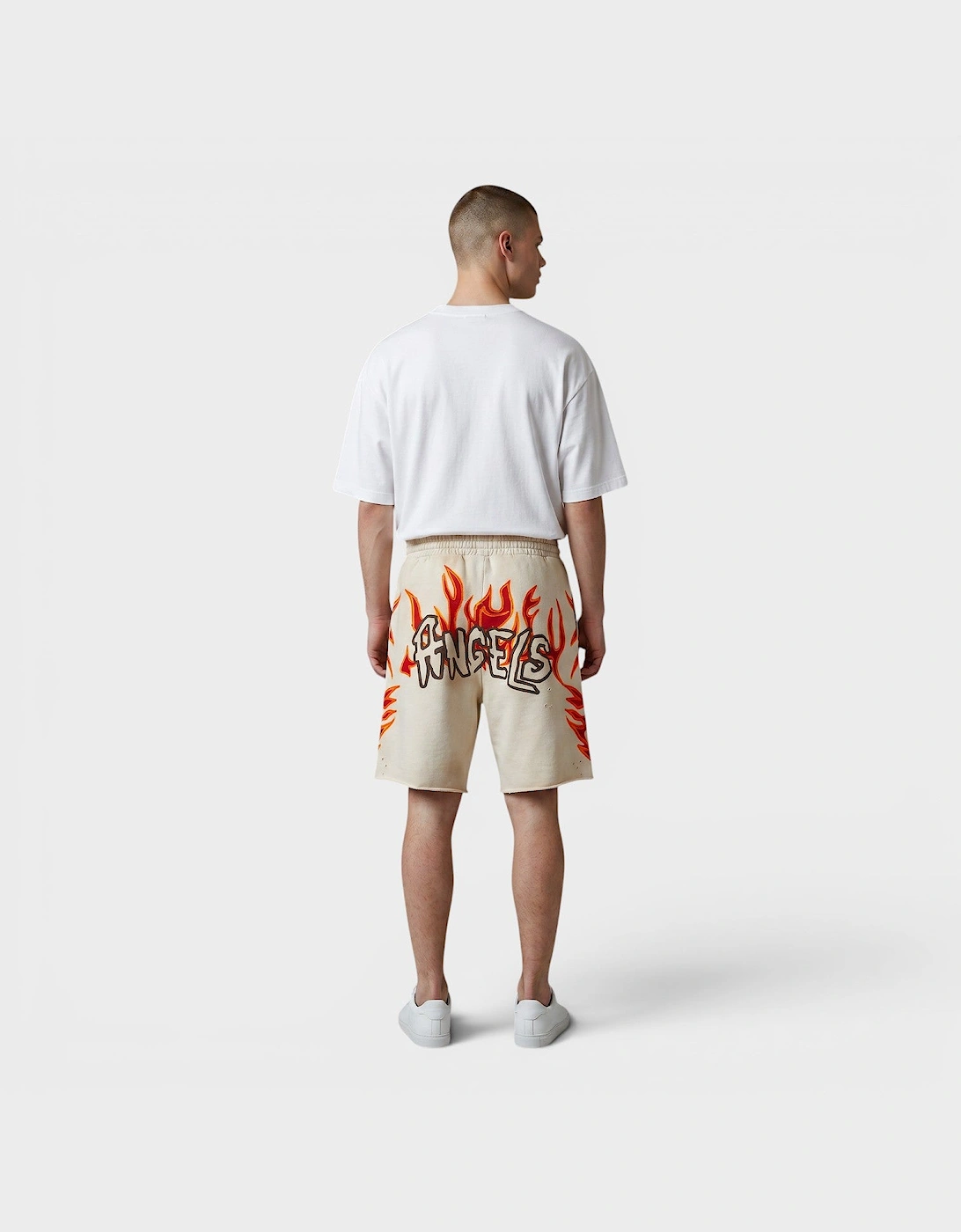 GD Graffiti Flames Sweatshort Off White