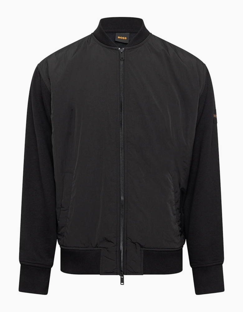 Solid Patterned Bomber Jacket with Ribbed Cuff