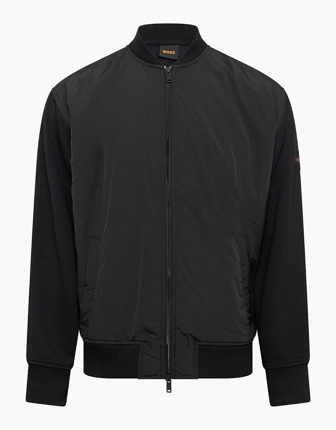 Solid Patterned Bomber Jacket with Ribbed Cuff, 3 of 2