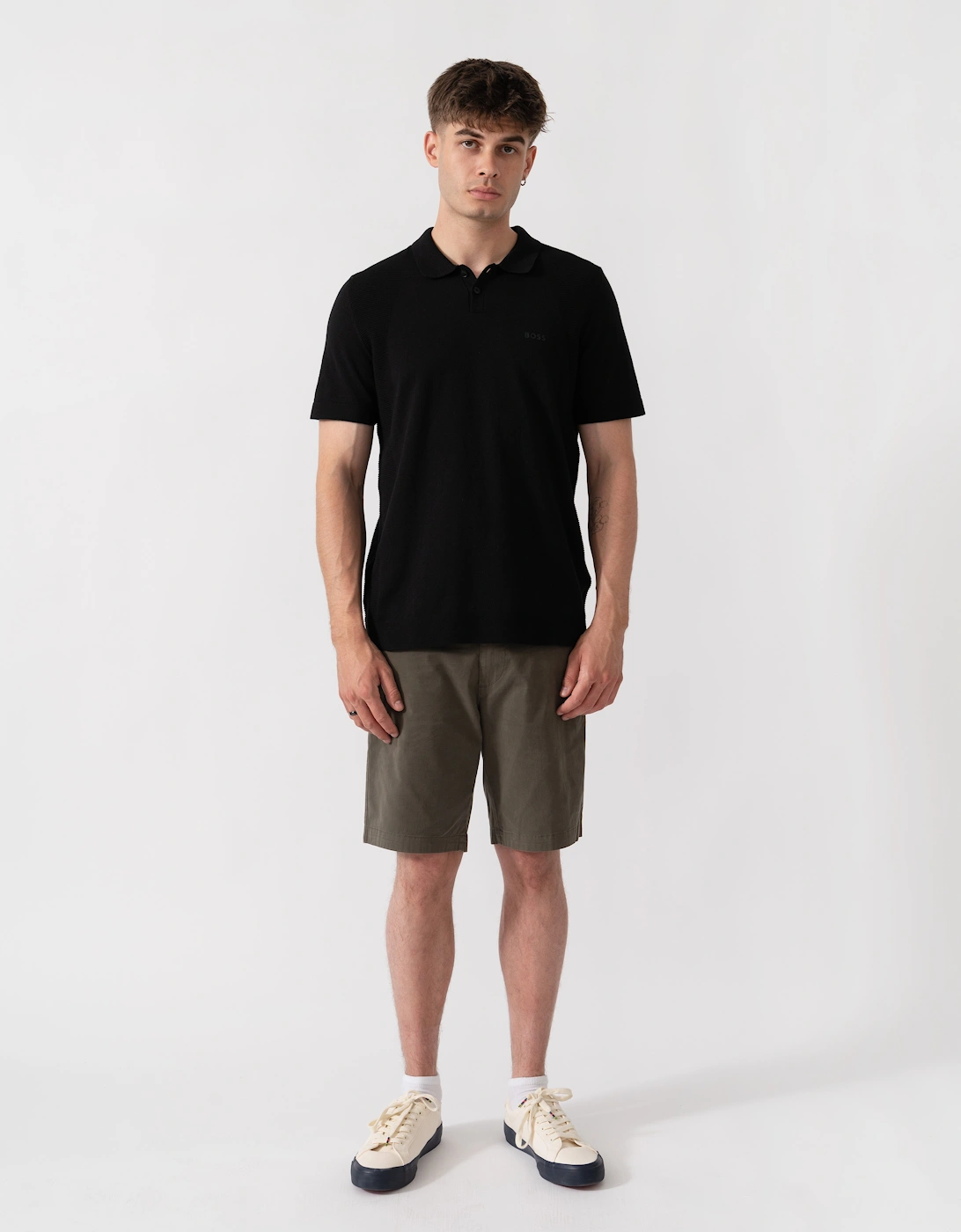 BOSS Green Momentum-Lite Mens Short Sleeve Polo Shirt - Black 001