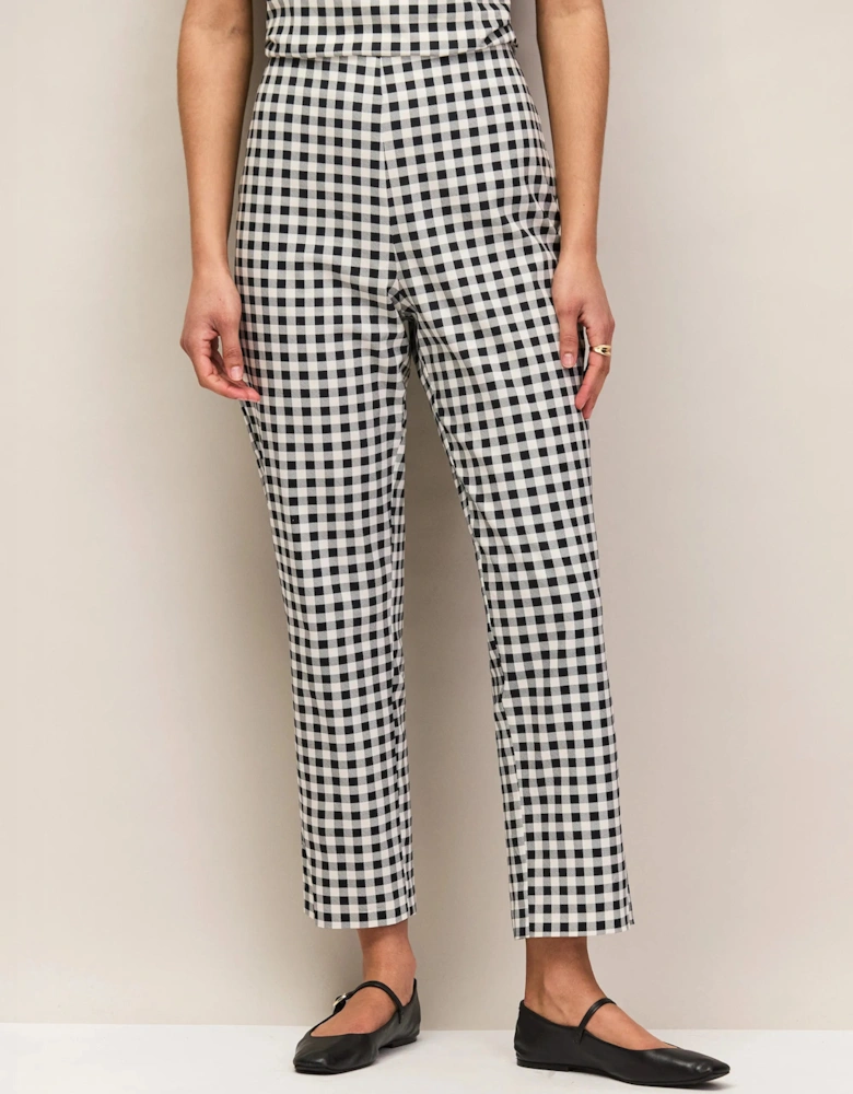 Petite Black And Ivory Gingham 7/8 Cotton Capri