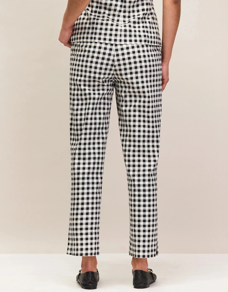 Petite Black And Ivory Gingham 7/8 Cotton Capri