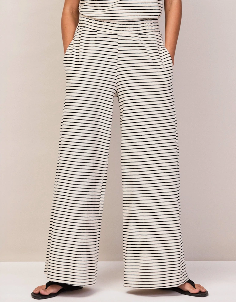 Black and White Stripe Cotton-Jersey Trousers