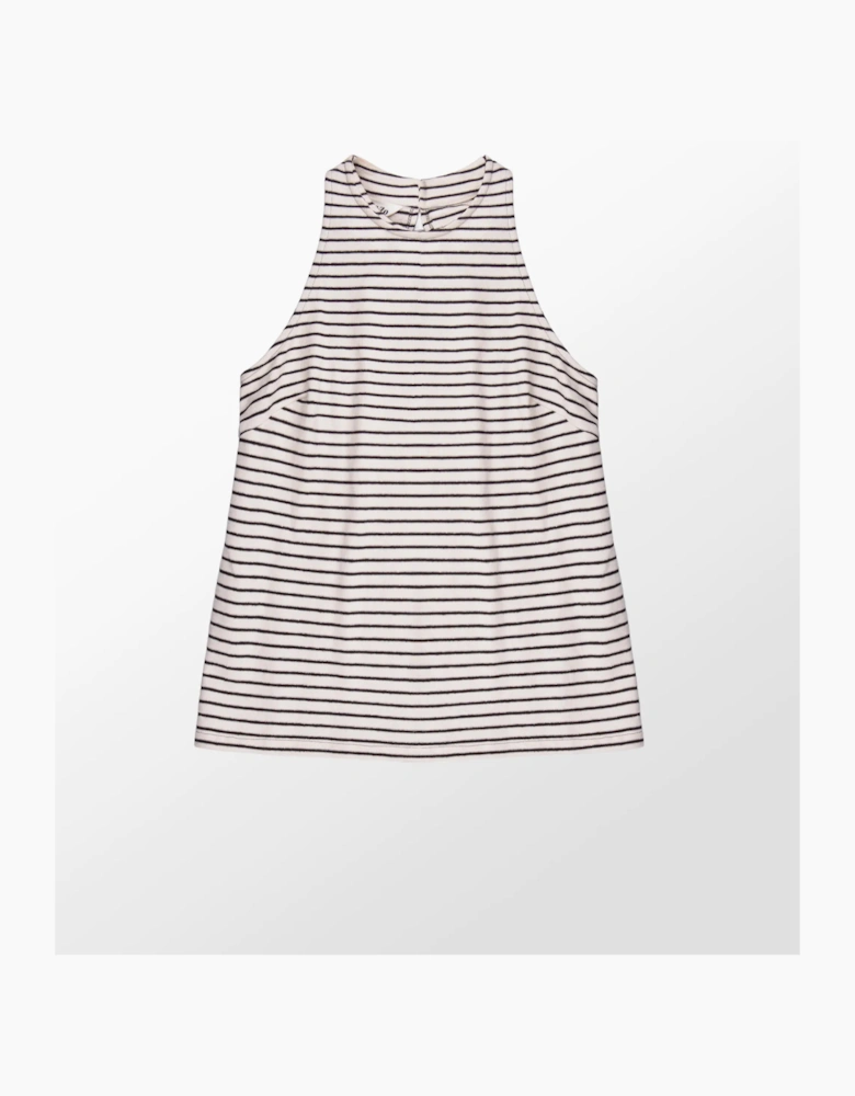 Black and White Stripe Cotton-Jersey Halter Top