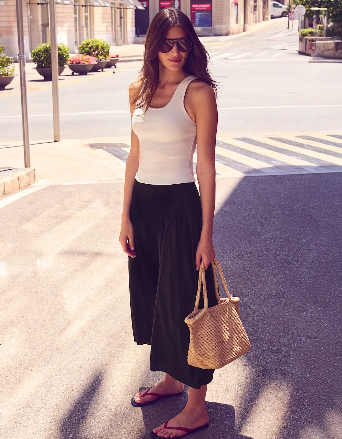 Black Cotton Gathered Skirt