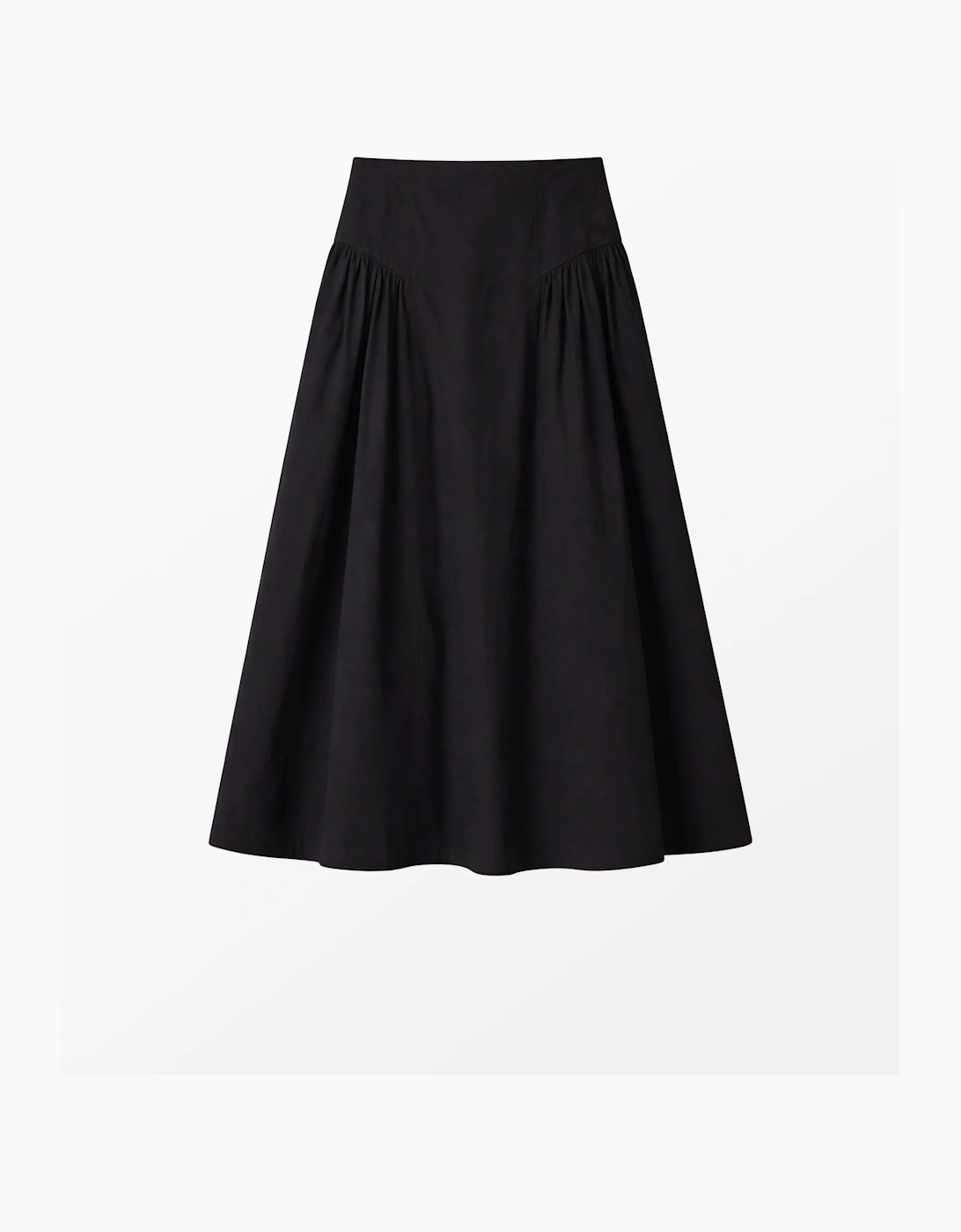 Black Cotton Gathered Skirt