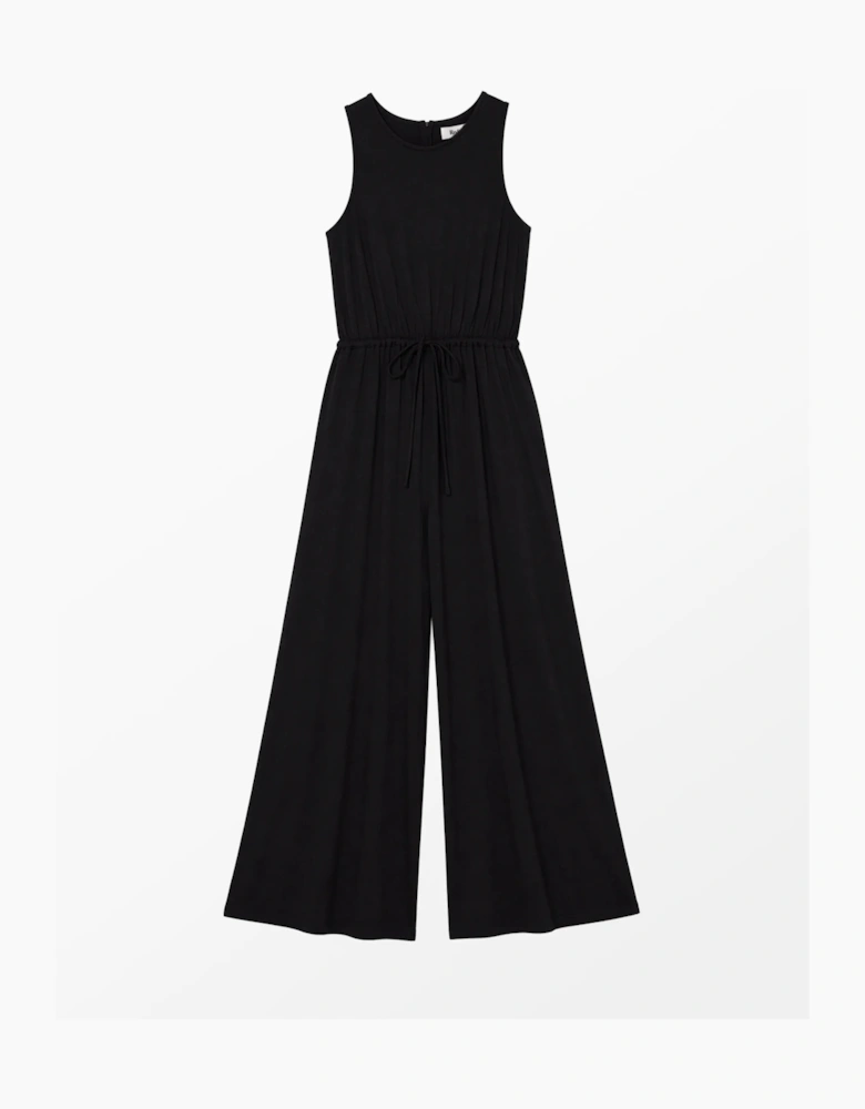 Black Jersey Drawstring Jumpsuit