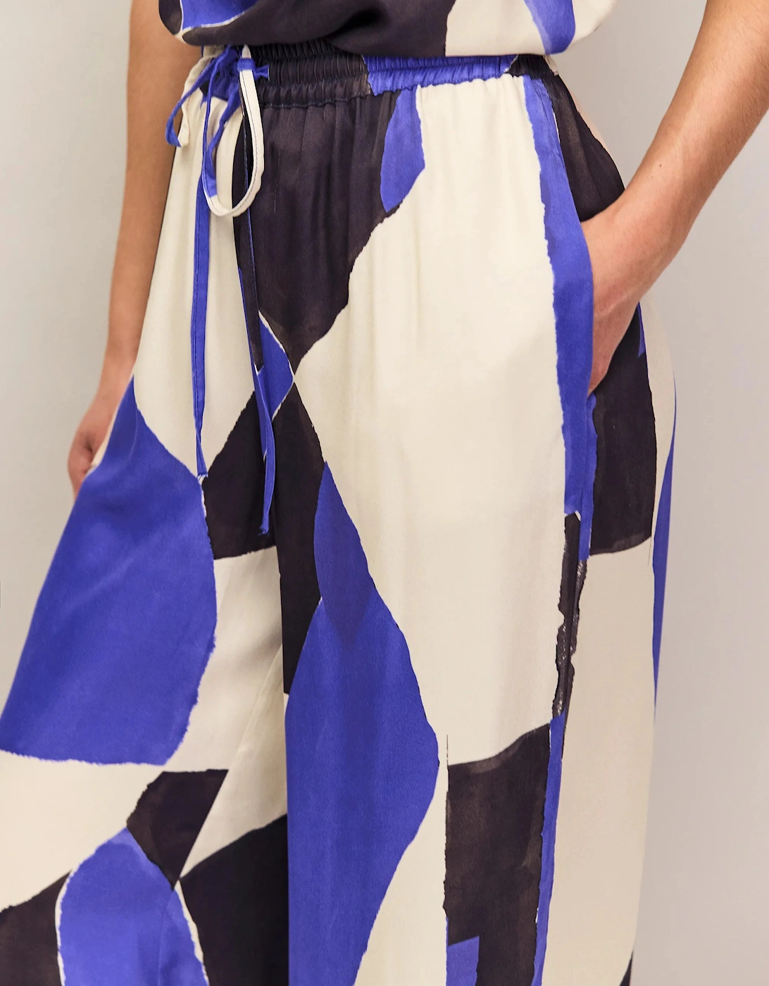 Blue Abstract Print Trousers