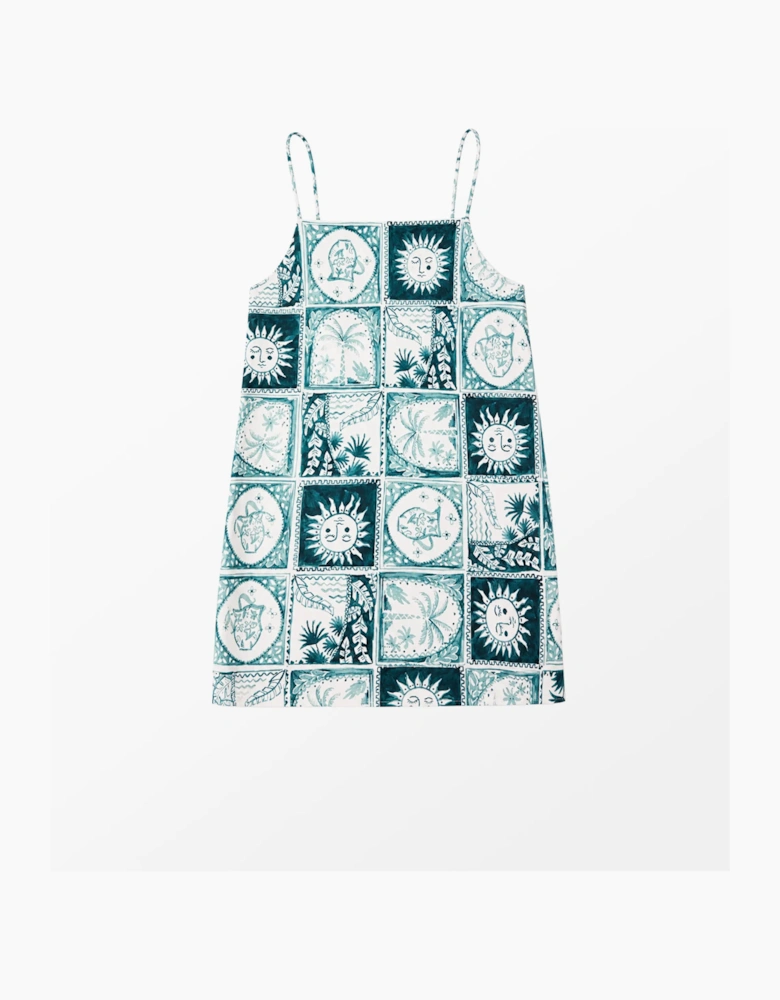 Petite Blue Zodiac Print Long Line Cami