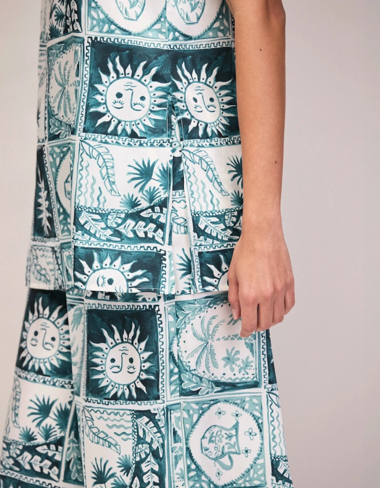 Petite Blue Zodiac Print Long Line Cami