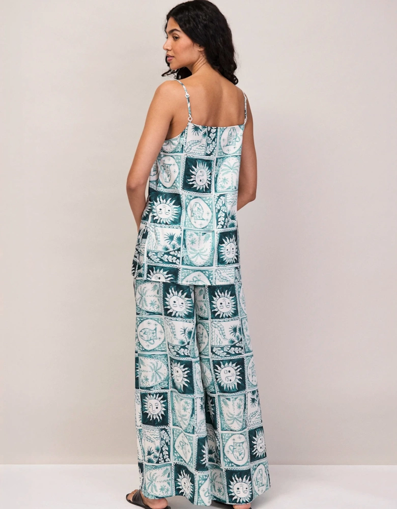 Petite Blue Zodiac Print Long Line Cami
