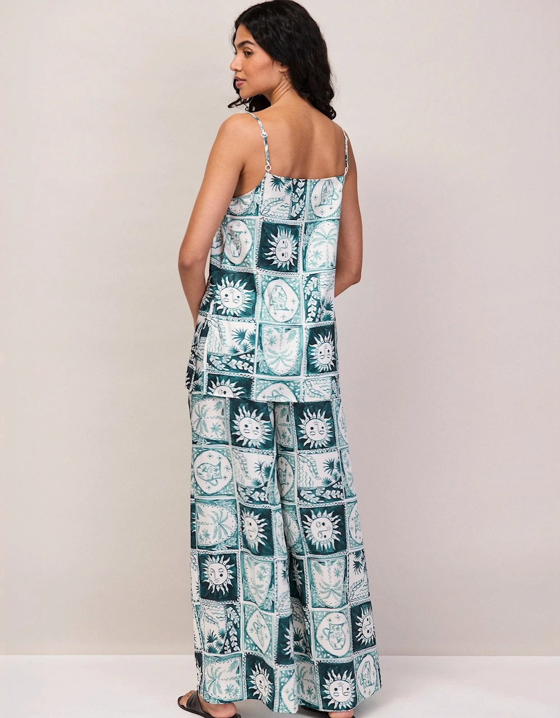 Petite Blue Zodiac Print Long Line Cami