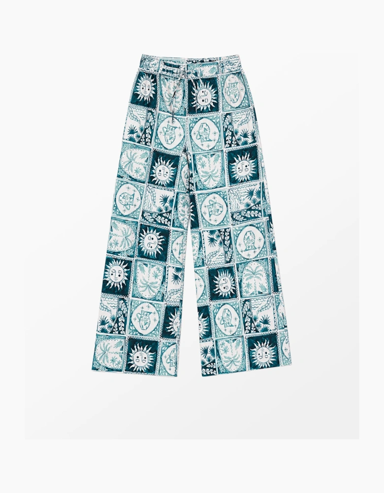 Petite Blue Zodiac Print Trousers