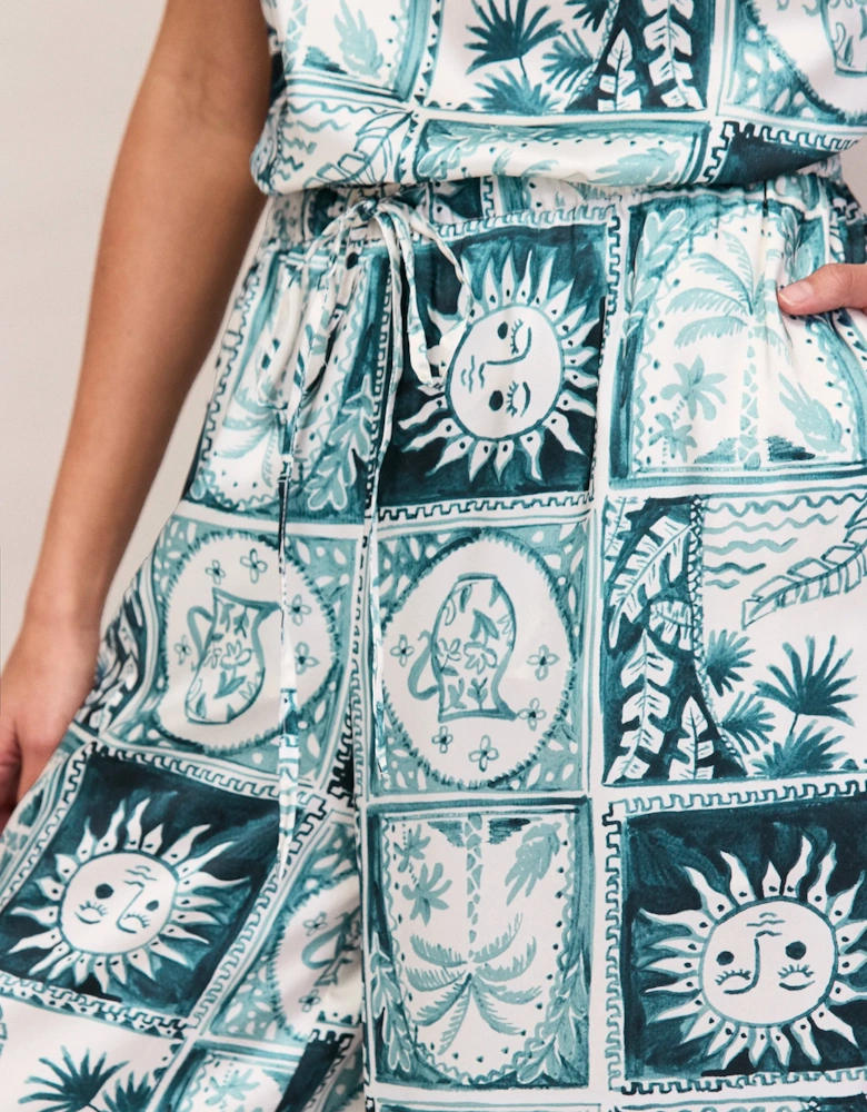 Petite Blue Zodiac Print Trousers