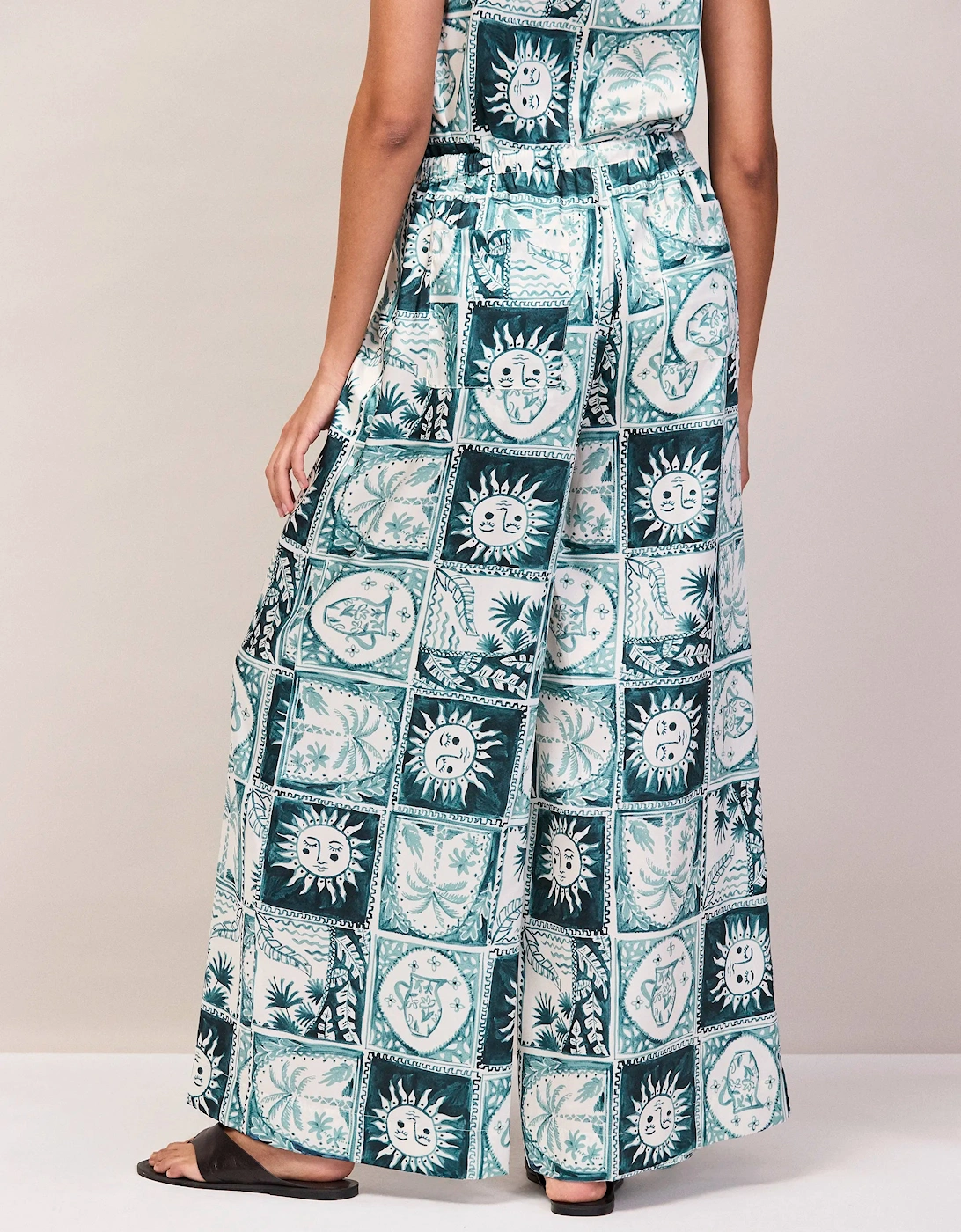 Petite Blue Zodiac Print Trousers