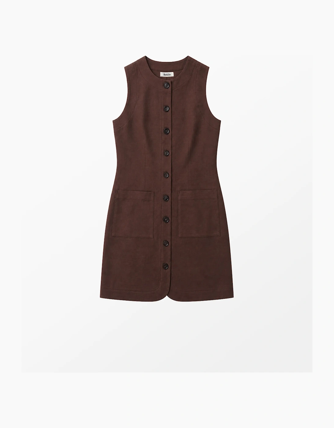 Petite Chocolate Brown Button Through Dress With Linen, 7 of 6