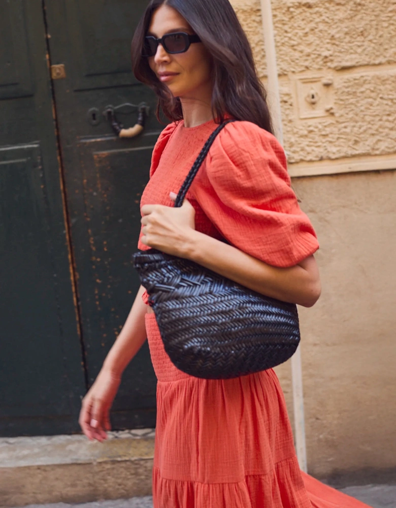 Coral Cheesecloth Shirred Top