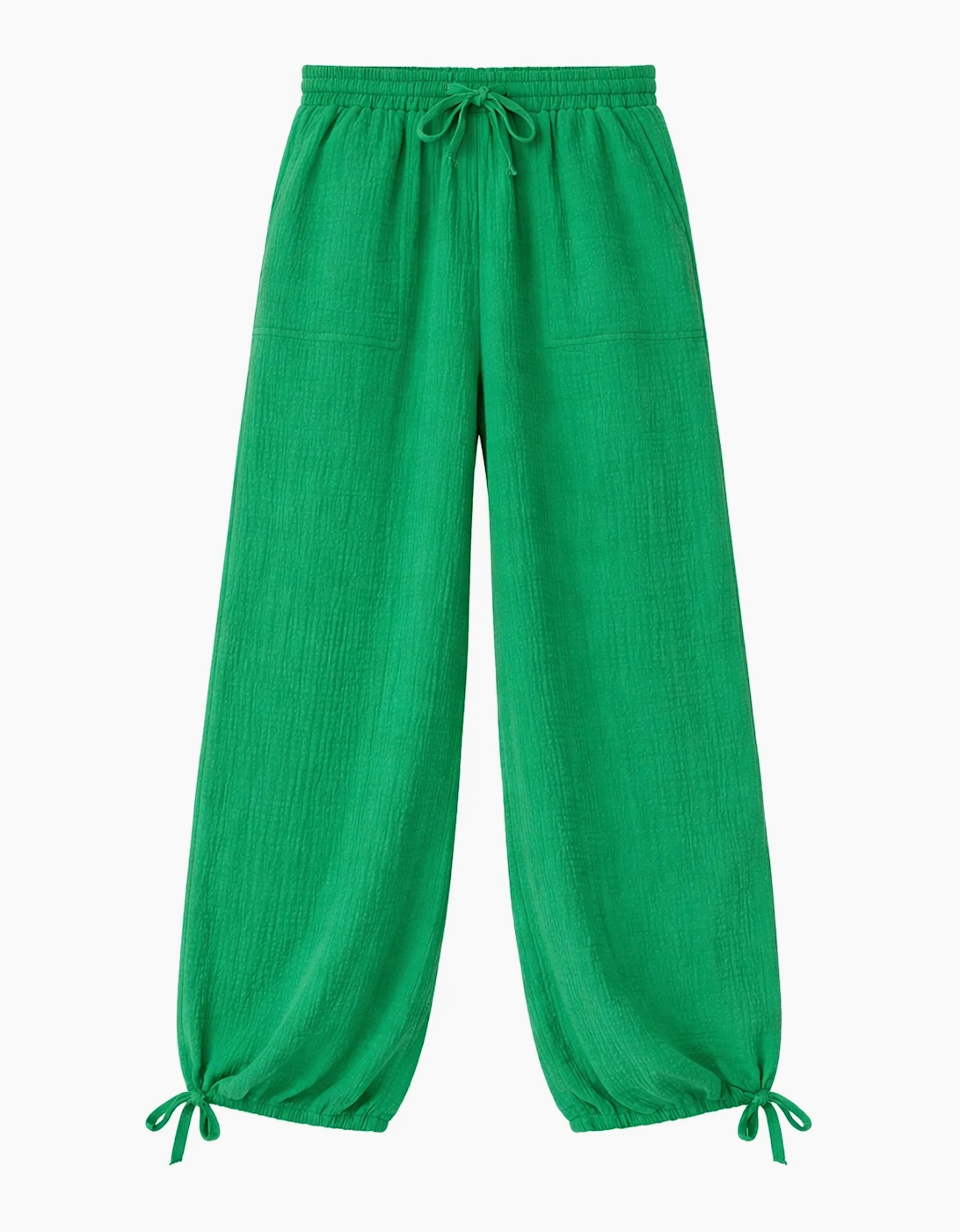 Petite Green Cheesecloth Drawstring Cuffed Trousers, 8 of 7