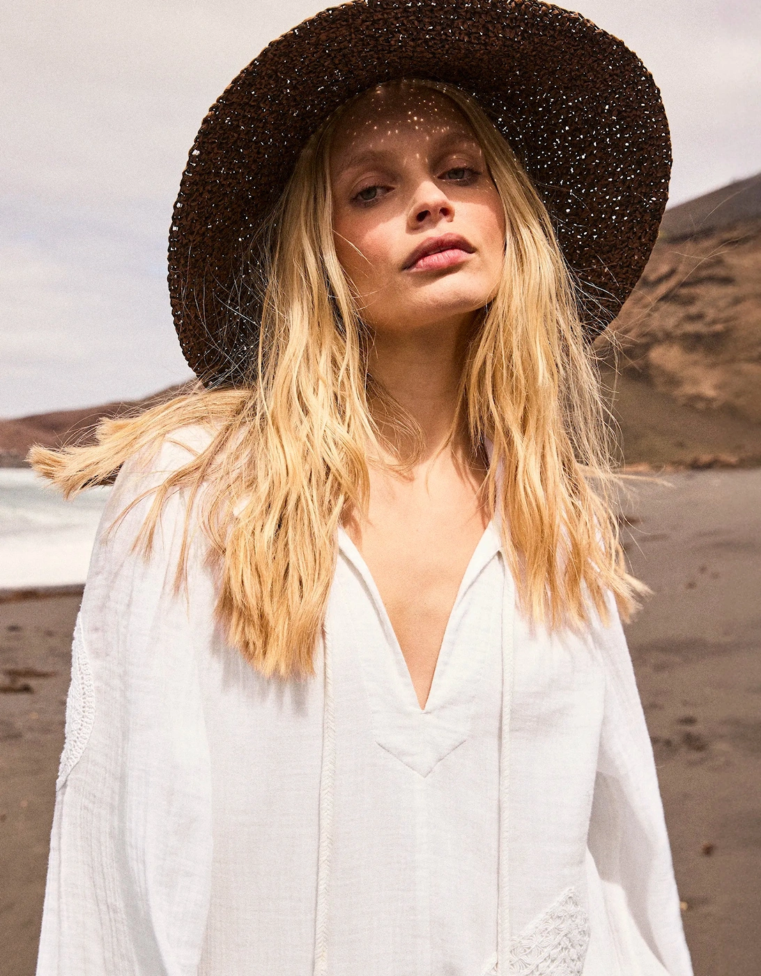 Petite White Cheesecloth Patchwork Kaftan Dress