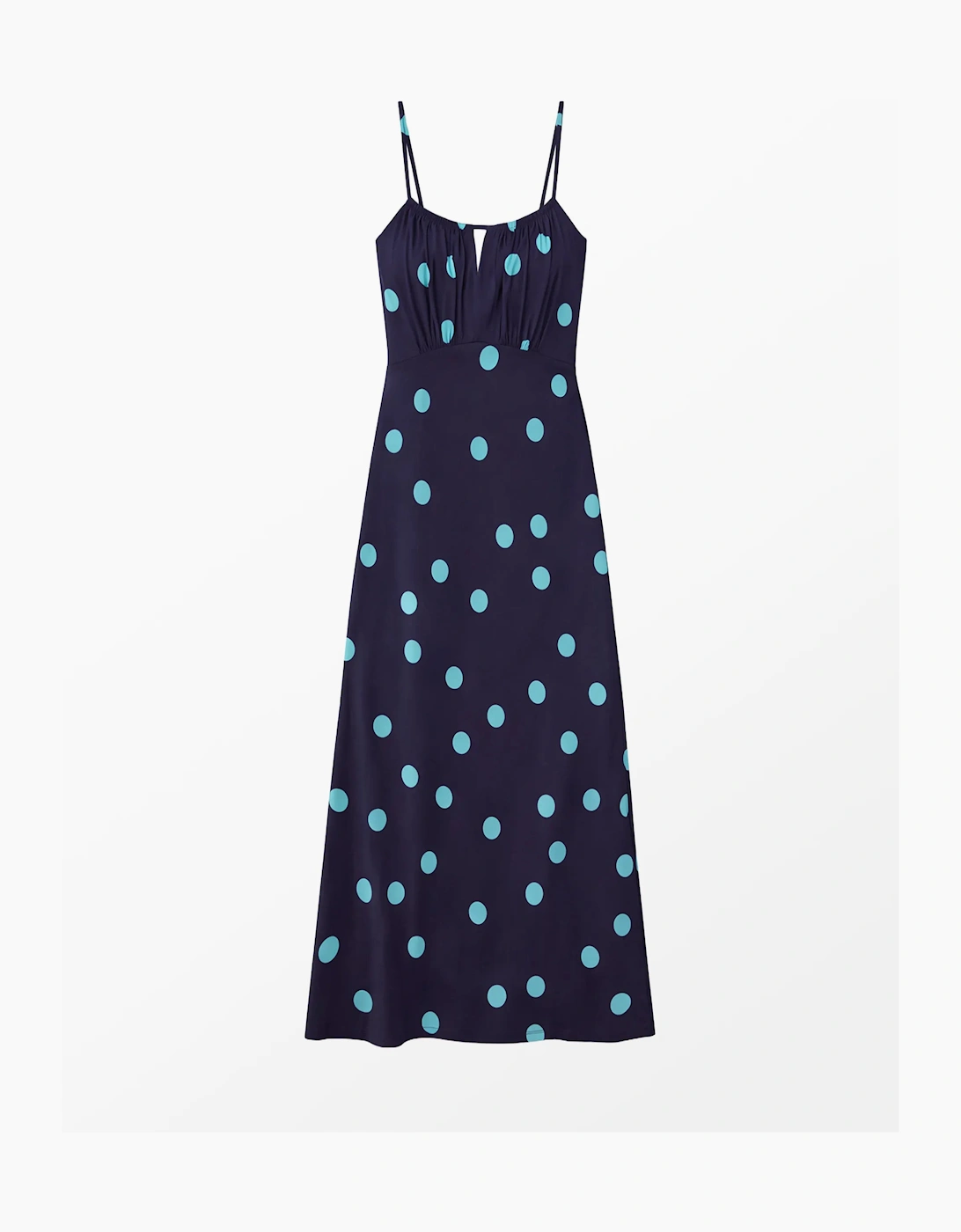 Navy And Blue Spot Keyhole Dress