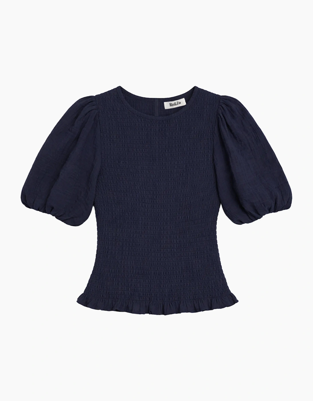 Navy Cheesecloth Shirred Top