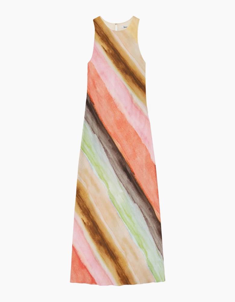 Multi Watercolour Stripe Ombre Dress