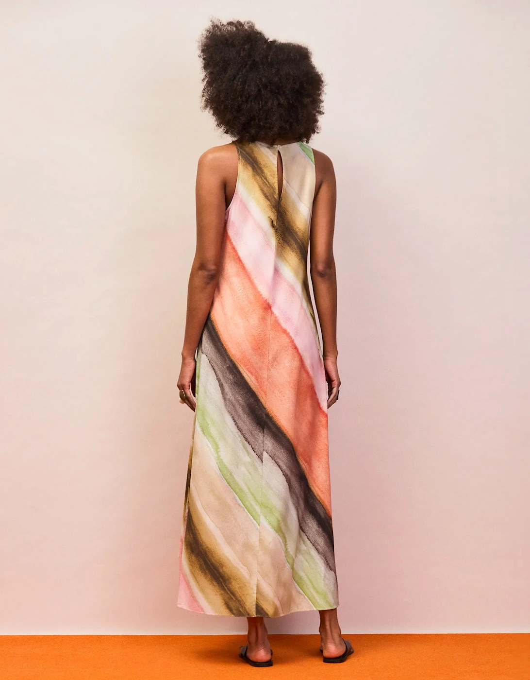 Multi Watercolour Stripe Ombre Dress