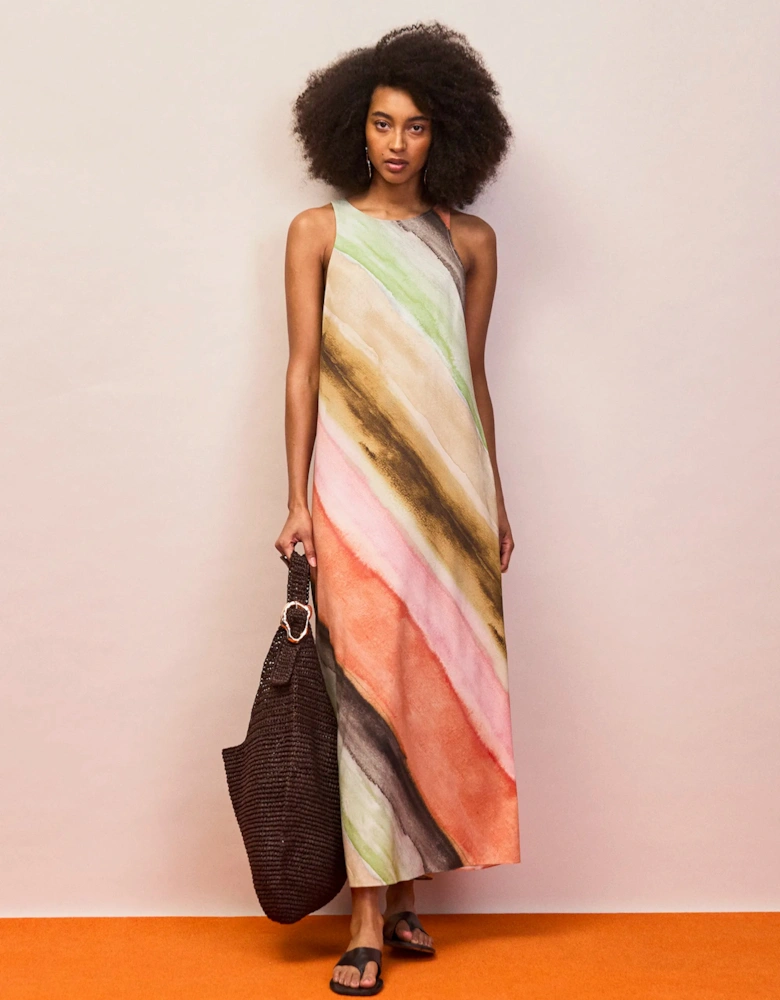 Multi Watercolour Stripe Ombre Dress