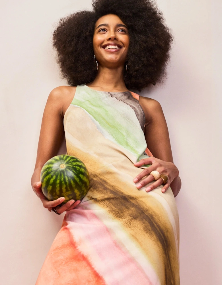Multi Watercolour Stripe Ombre Dress