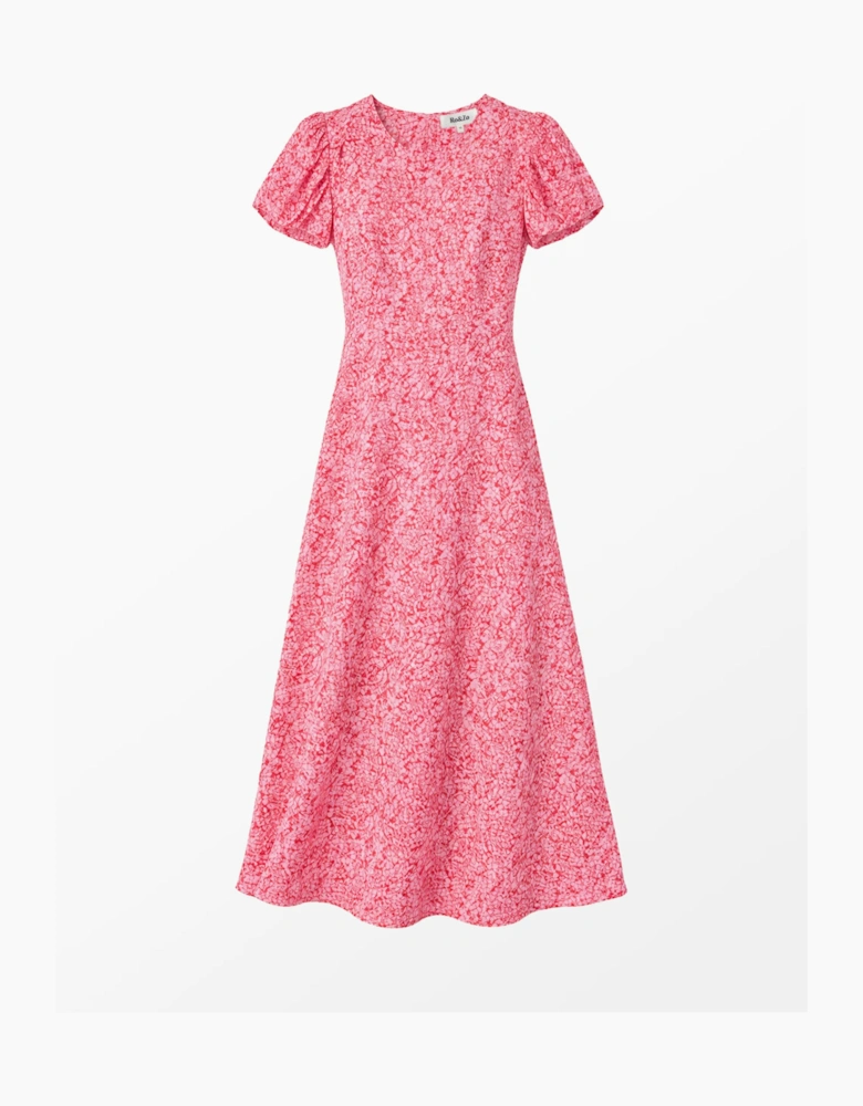 Pink Ditsy Floral Puff Sleeve Dress