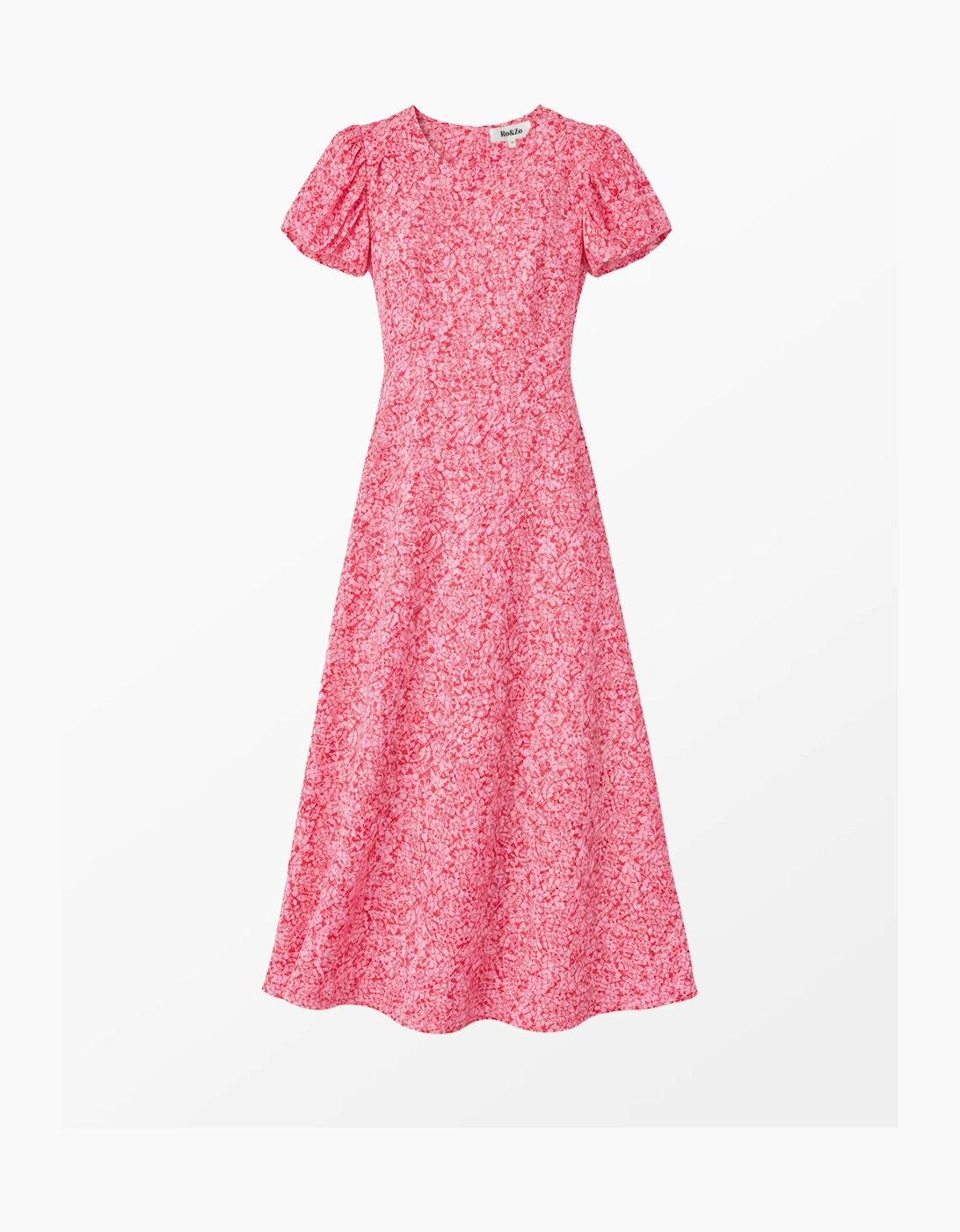 RO&ZO RO&ZO Women's Pink Ditsy Floral Puff Sleeve Dress