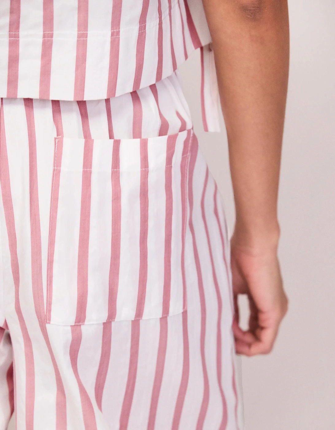 Petite Pink Stripe Cotton Blend Trousers