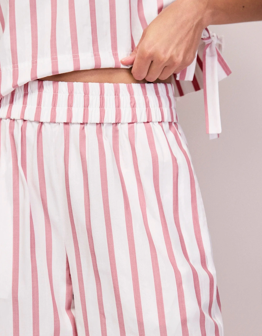 Petite Pink Stripe Cotton Blend Trousers