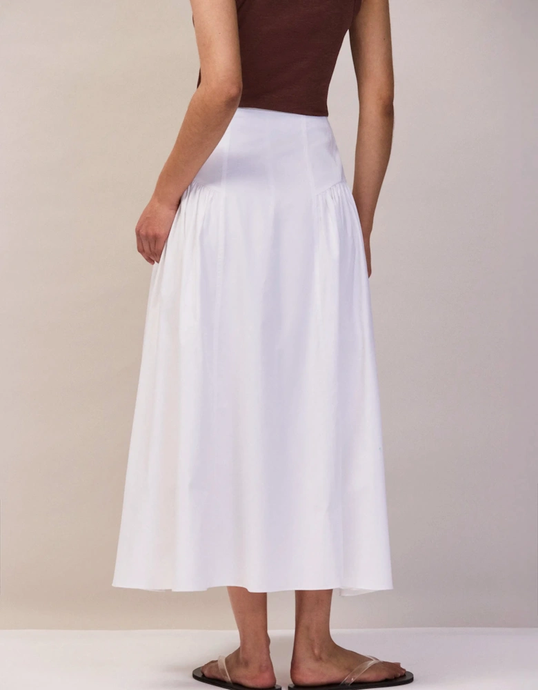 White Cotton Gathered Skirt