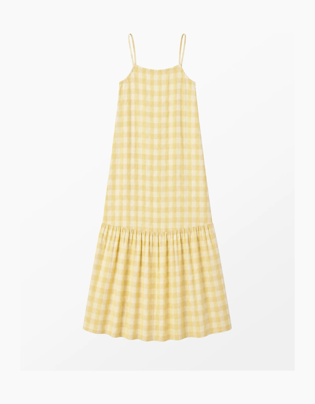 Petite Lemon-Yellow Cheesecloth Check Tiered Dress, 7 of 6