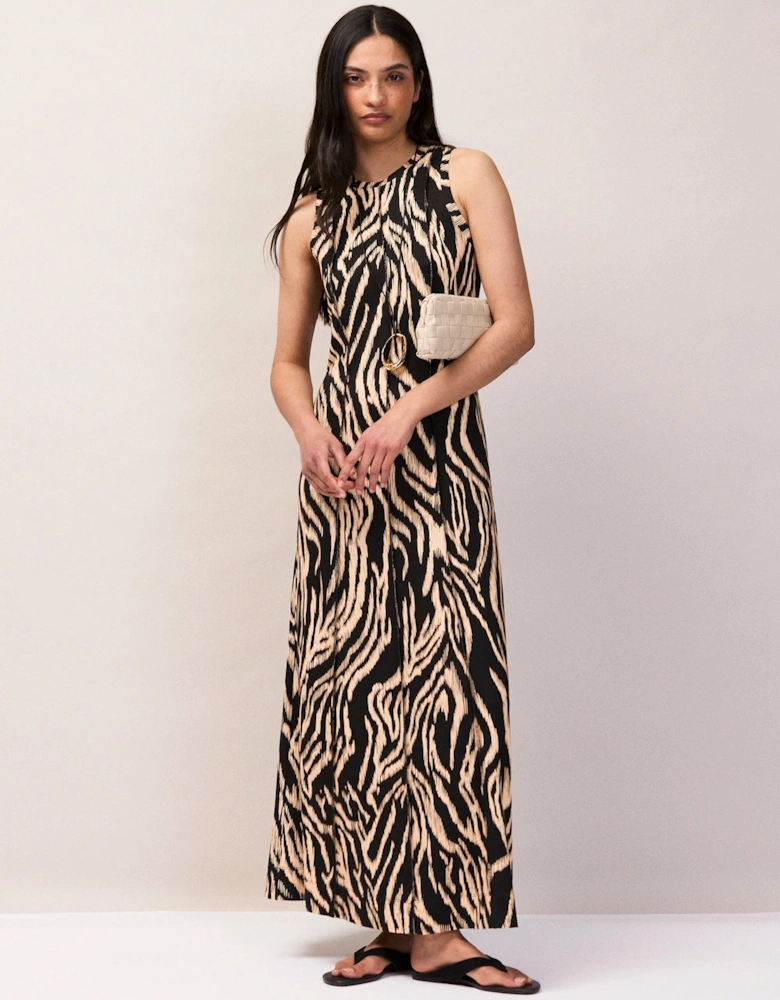 Zebra Print Seam Detail Jersey Dress