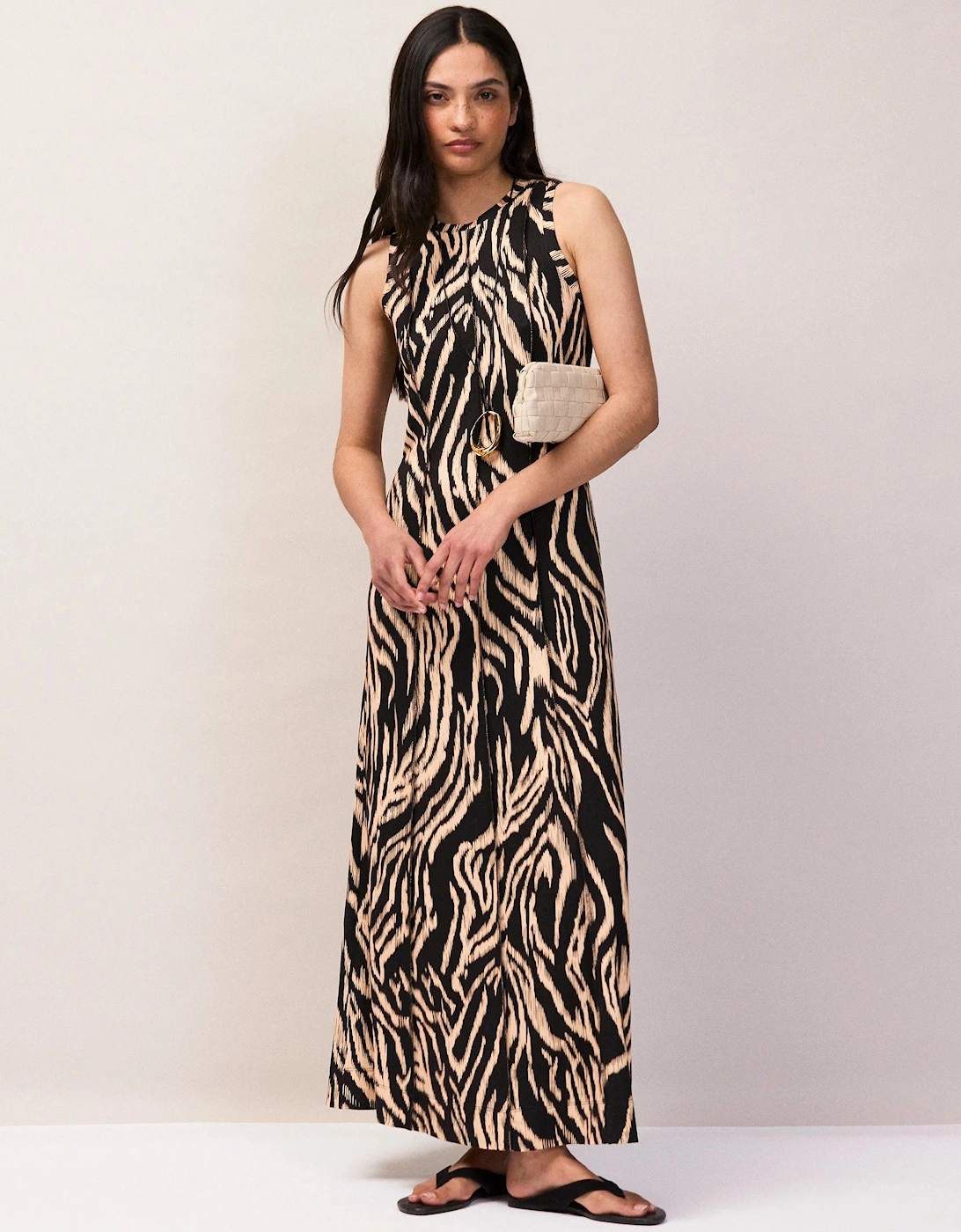 Zebra Print Seam Detail Jersey Dress