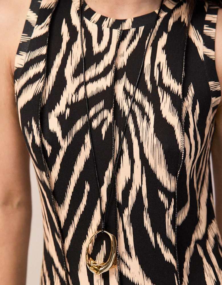 Zebra Print Seam Detail Jersey Dress