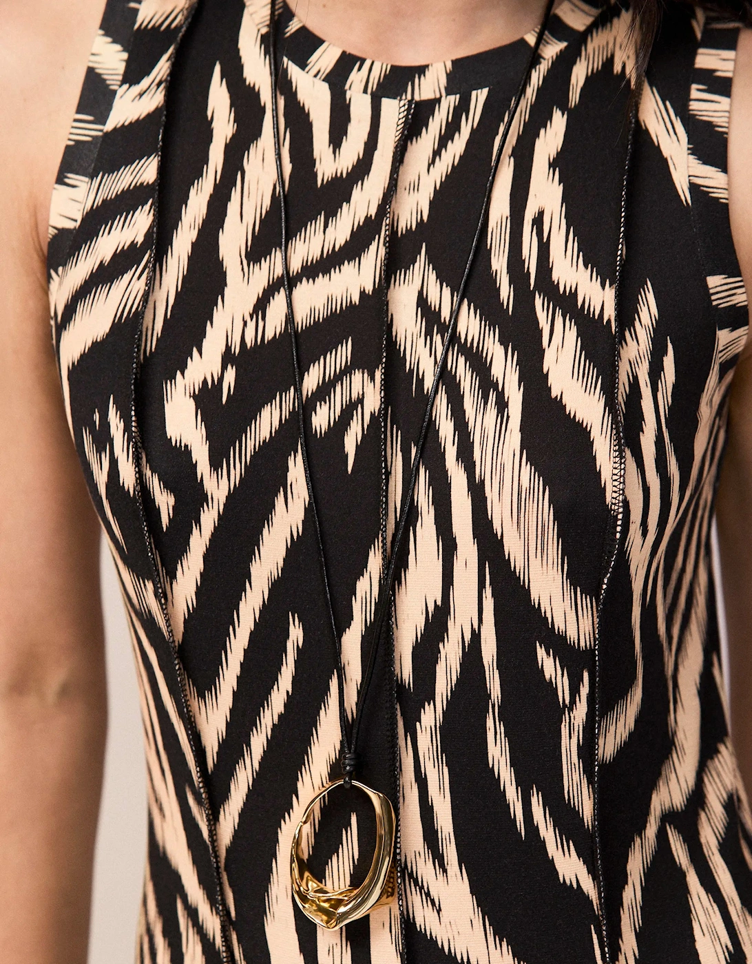Zebra Print Seam Detail Jersey Dress