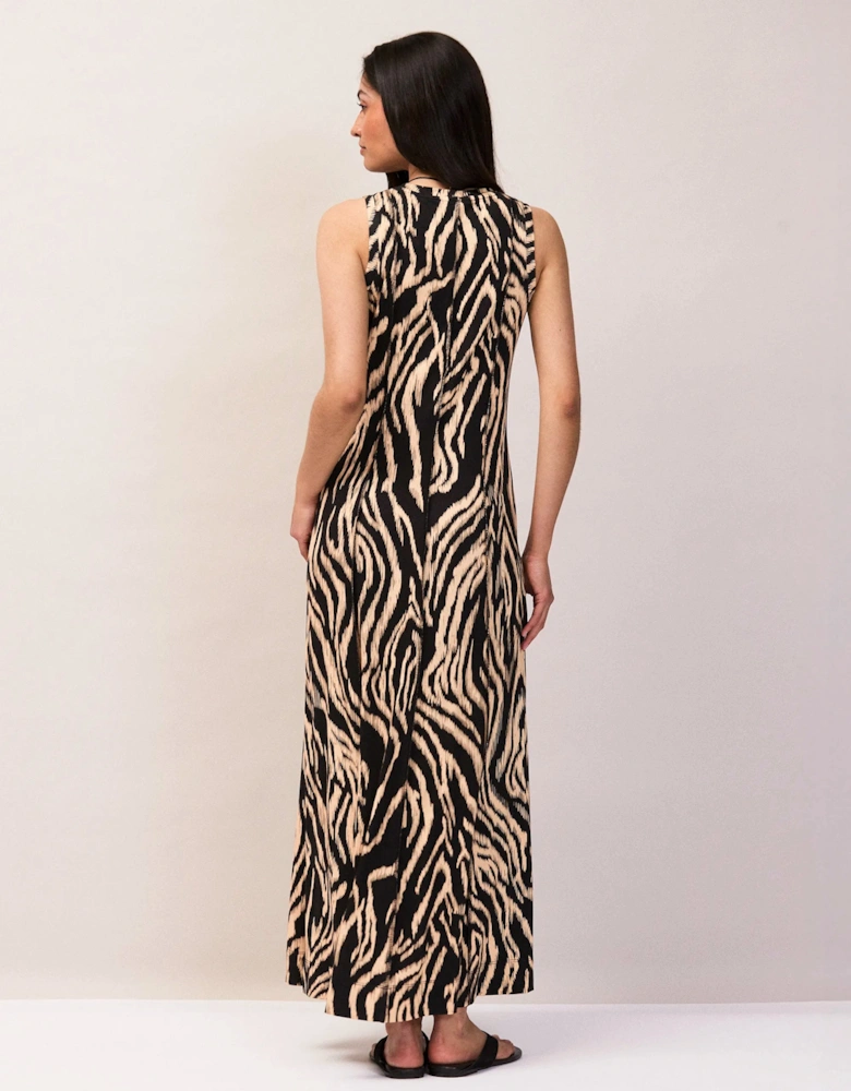 Zebra Print Seam Detail Jersey Dress