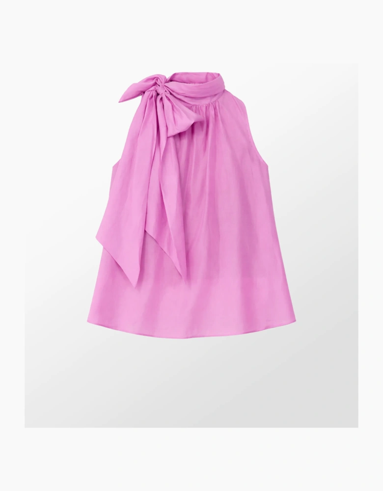 Pink Bow Detail Sleeveless Blouse