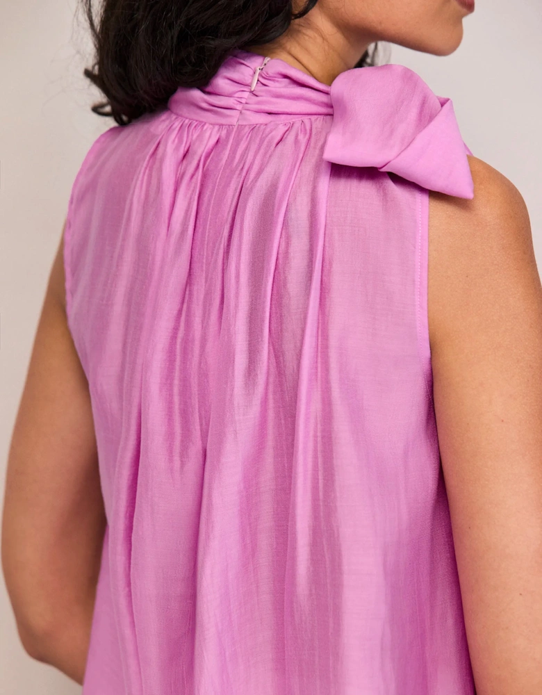 Pink Bow Detail Sleeveless Blouse
