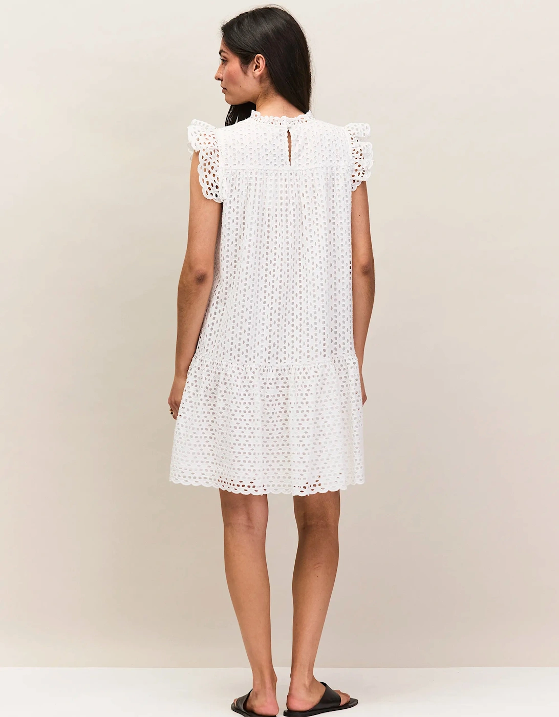 Petite White Broderie Anglaise Cotton Mini Dress