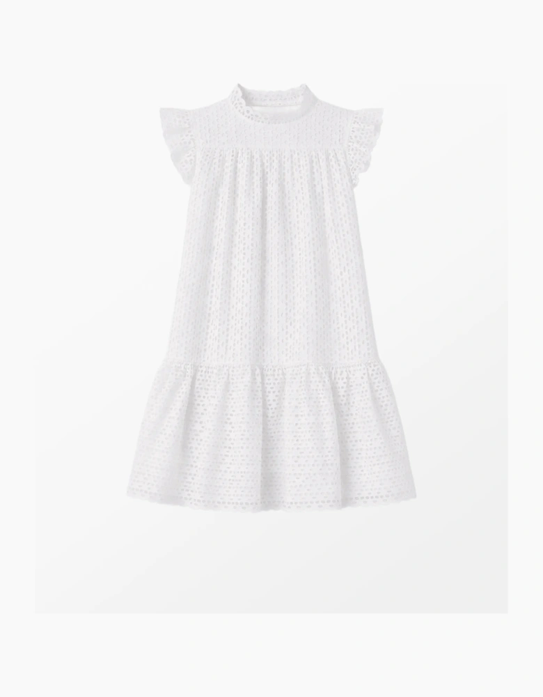 Petite White Broderie Anglaise Cotton Mini Dress