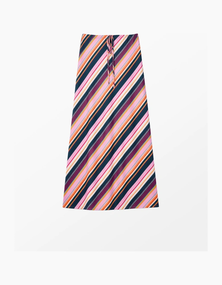 Stripe Bias Cut Maxi Skirt