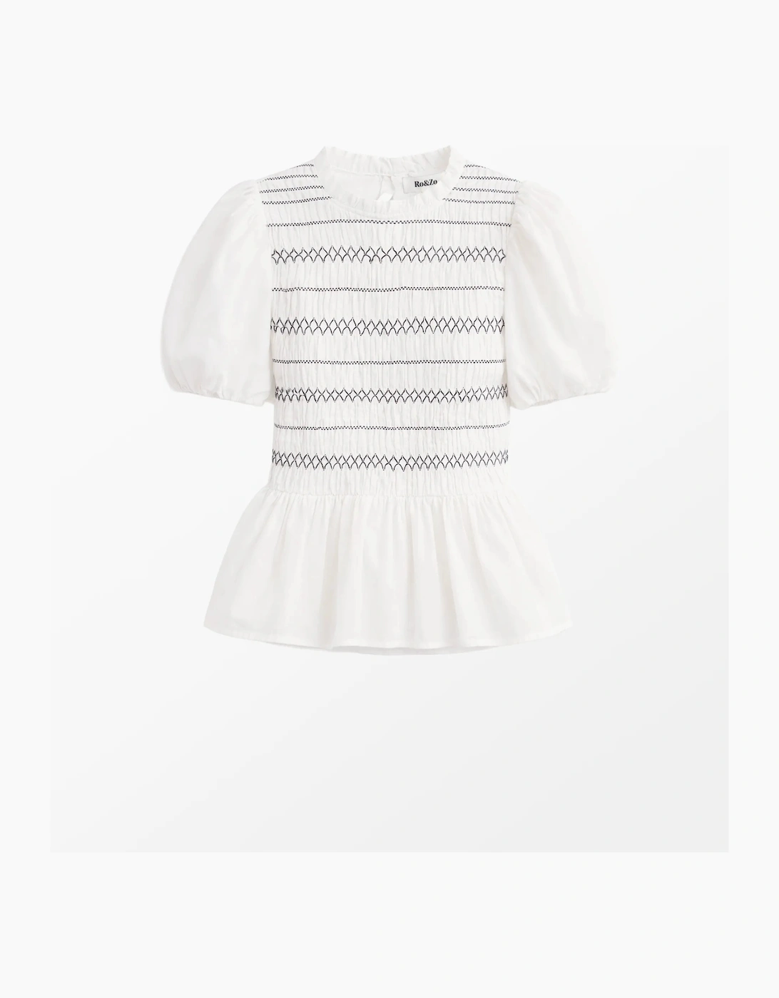 White Cotton Voile Shirred Bodice Top