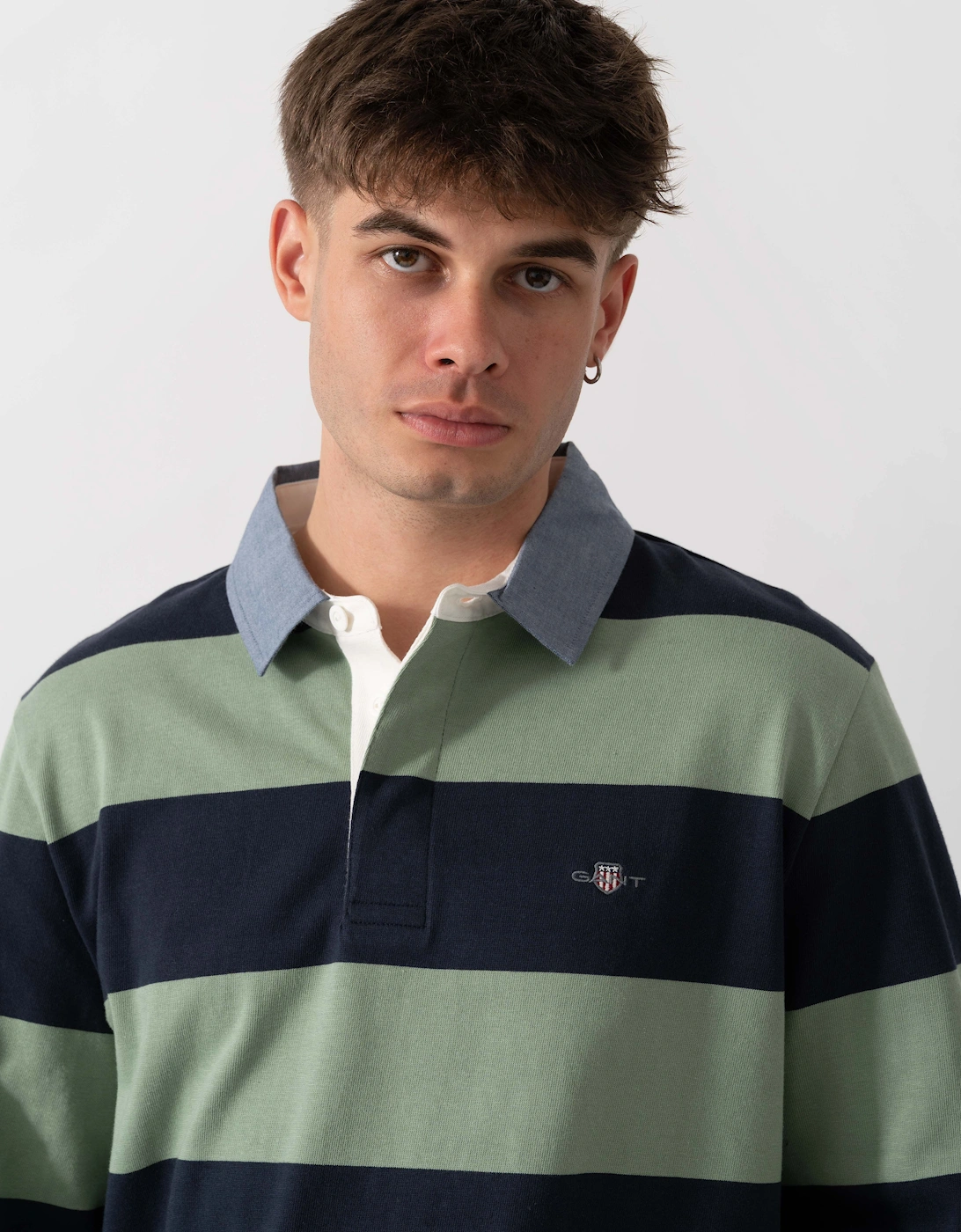 GANT Mens Regular Fit Chambray Stripe Heavy Rugger - 308 Surplus Mint