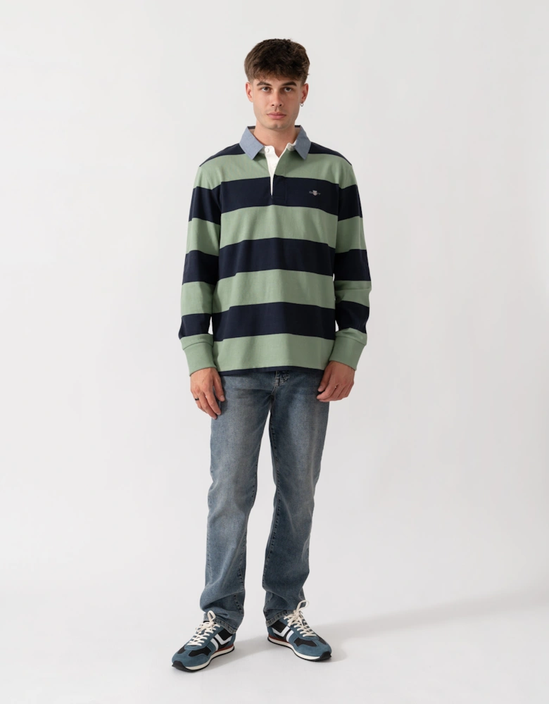GANT Mens Regular Fit Chambray Stripe Heavy Rugger - 308 Surplus Mint