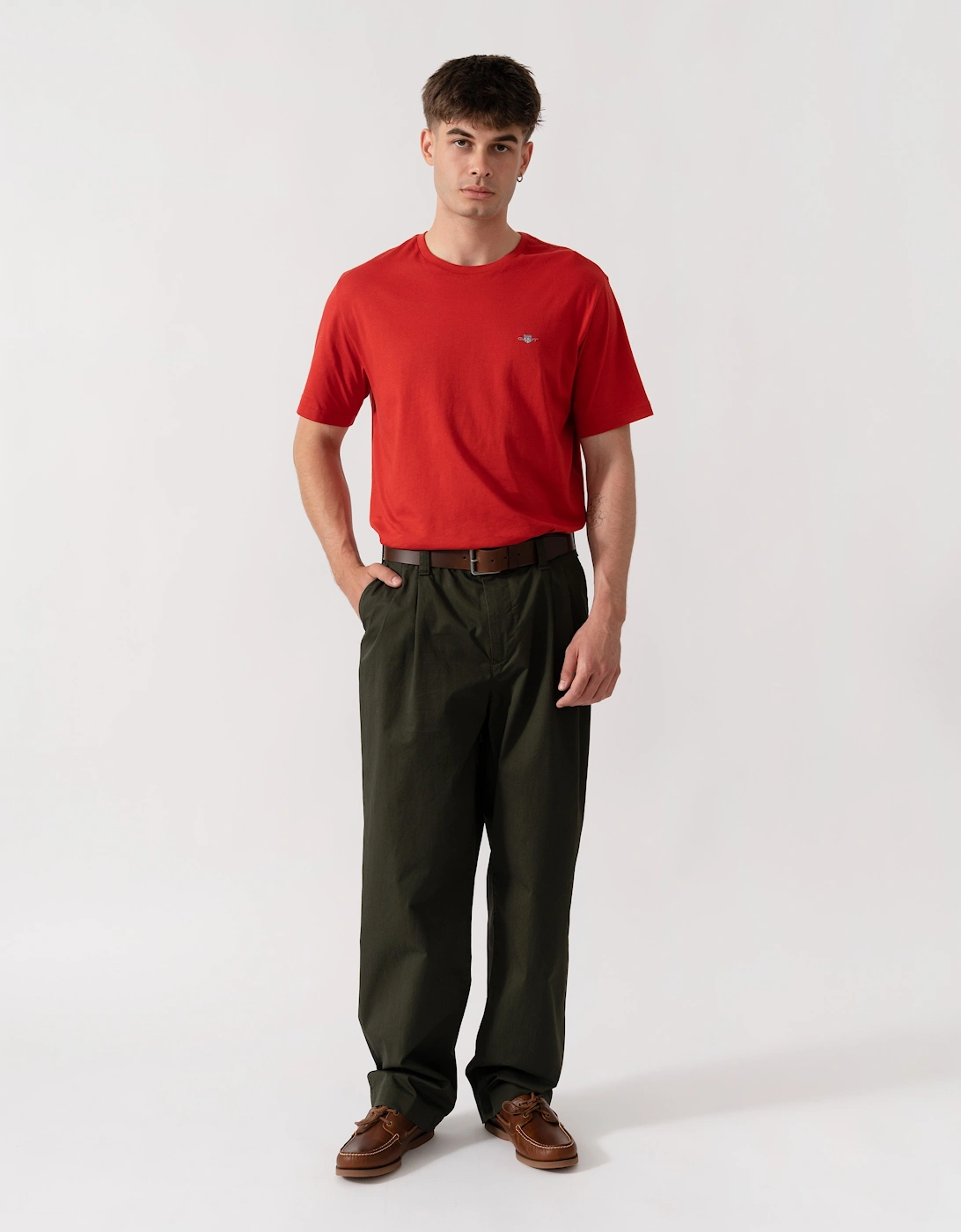 GANT Mens Regular Fit Short Sleeve Shield Logo T-Shirt - 853 Maple Fire
