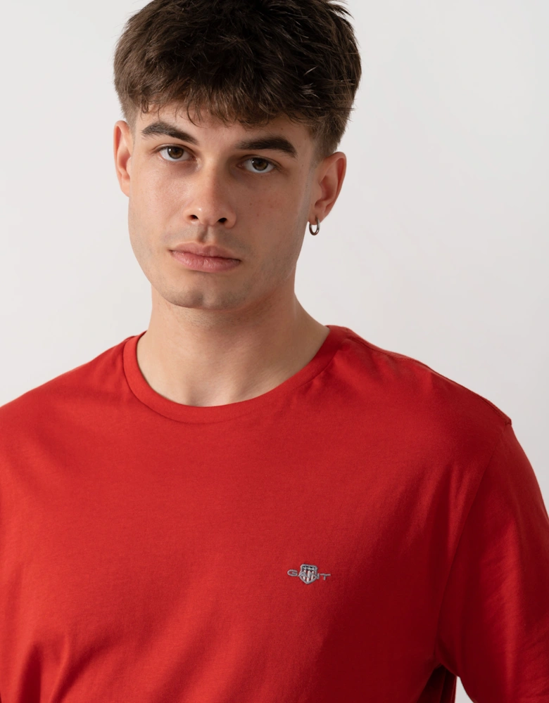 GANT Mens Regular Fit Short Sleeve Shield Logo T-Shirt - 853 Maple Fire